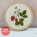 Strawberry Sprig Embroidery Pattern - Digital Download