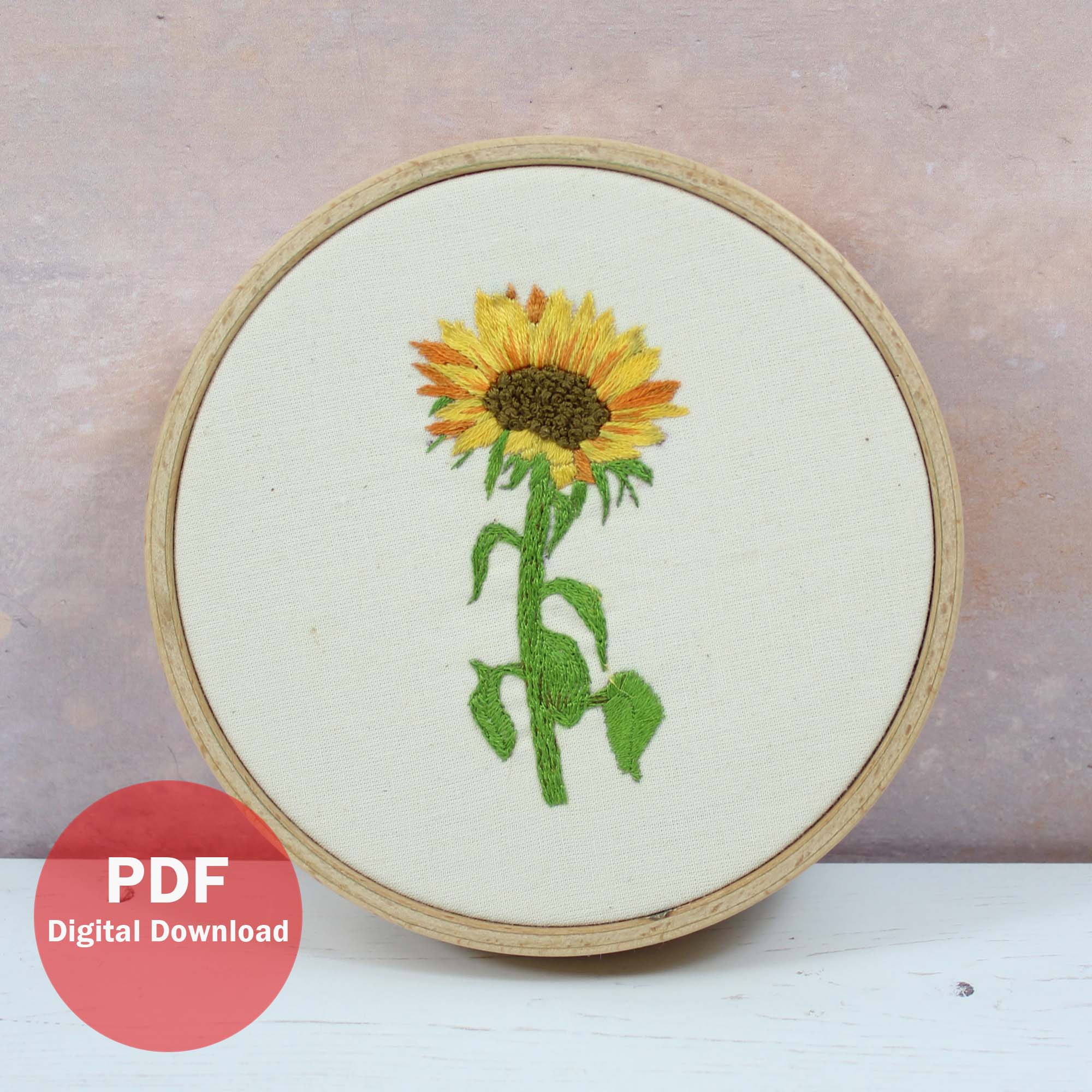 Sunflower Embroidery Pattern - Digital Download